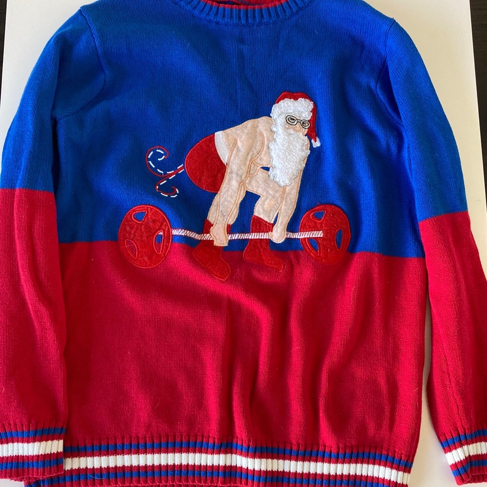 Weightlifting Santa Christmas sweater